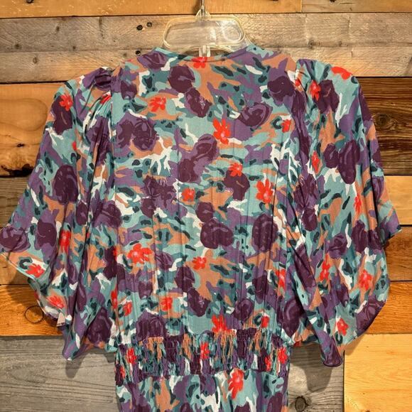 Nightcap Clothing Plum Rose Asymmetrical Skirt Kimono Maxi Dress Size M Coquette - Picture 11 of 15